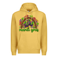 Antique Gold Mardi Gras rainbow and masks Premium Hoodie - HowdyJamesFarm