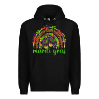 Black Mardi Gras rainbow and masks Premium Hoodie - HowdyJamesFarm
