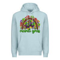 Blue Mist Mardi Gras rainbow and masks Premium Hoodie - HowdyJamesFarm