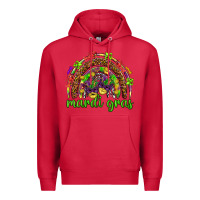 Cardinal Mardi Gras rainbow and masks Premium Hoodie - HowdyJamesFarm
