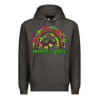 Charcoal Heather Mardi Gras rainbow and masks Premium Hoodie - HowdyJamesFarm