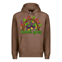 Chestnut Mardi Gras rainbow and masks Premium Hoodie - HowdyJamesFarm