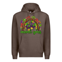 Coffee Mardi Gras rainbow and masks Premium Hoodie - HowdyJamesFarm