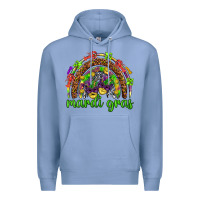 Colony Blue Mardi Gras rainbow and masks Premium Hoodie - HowdyJamesFarm