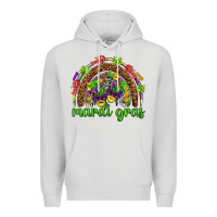 Dove Grey Mardi Gras rainbow and masks Premium Hoodie - HowdyJamesFarm