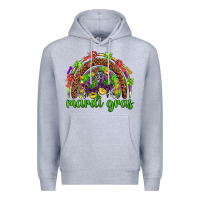 Heather Grey Mardi Gras rainbow and masks Premium Hoodie - HowdyJamesFarm