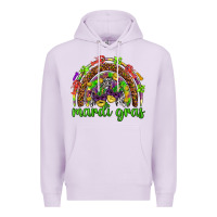 Lilac Mardi Gras rainbow and masks Premium Hoodie - HowdyJamesFarm