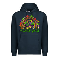 Navy Mardi Gras rainbow and masks Premium Hoodie - HowdyJamesFarm