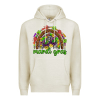 Oatmeal Heather Mardi Gras rainbow and masks Premium Hoodie - HowdyJamesFarm
