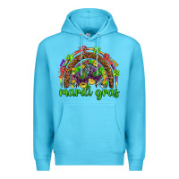 Ocean Blue Mardi Gras rainbow and masks Premium Hoodie - HowdyJamesFarm
