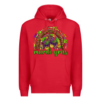 Red Mardi Gras rainbow and masks Premium Hoodie - HowdyJamesFarm