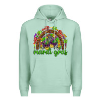 Seafoam Mardi Gras rainbow and masks Premium Hoodie - HowdyJamesFarm