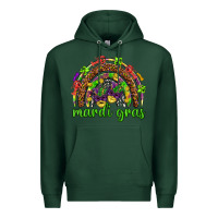 Sports Green Mardi Gras rainbow and masks Premium Hoodie - HowdyJamesFarm