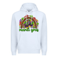 White Mardi Gras rainbow and masks Premium Hoodie - HowdyJamesFarm