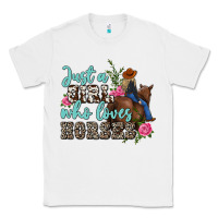 White just a girl who loves horses Classic Tee - MaliasSmallBusiness