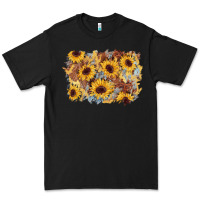 Black sunflower glitter leather background Premium Tee - AdoDesignShop