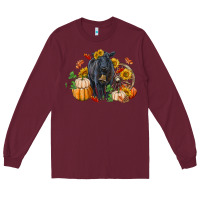 Burgundy Fall black angus Long Sleeve Tee - RanaPortraitStore