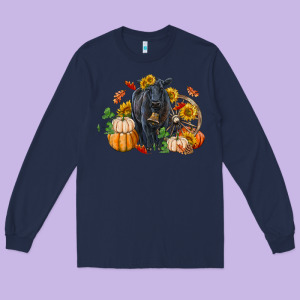 Fall Black Angus Long Sleeve Tee Designed By Ranaportraitstore