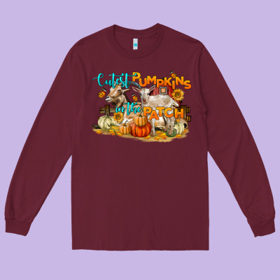 Cutest Pumpkin In The Patch Long Sleeve Tee Designed By Lillyallendesigns