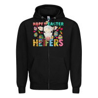 Black Happy Easter Heifers Easter Day Zipper Hoodie - HowdyJamesFarm