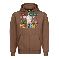 Chestnut Happy Easter Heifers Easter Day Zipper Hoodie - HowdyJamesFarm
