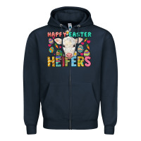Navy Happy Easter Heifers Easter Day Zipper Hoodie - HowdyJamesFarm