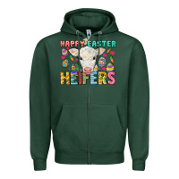 Sports Green Happy Easter Heifers Easter Day Zipper Hoodie - HowdyJamesFarm