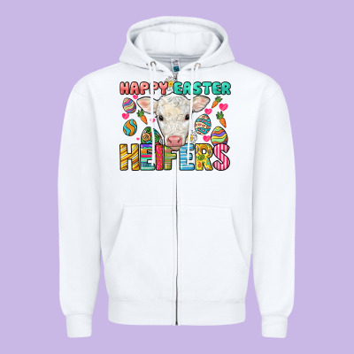 Happy Easter Heifers Easter Day Zipper Hoodie Designed By Howdyjamesfarm