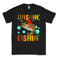 Black wishing i was fishing Classic Tee - MaliasSmallBusiness