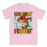 Bubblegum Pink wishing i was fishing Classic Tee - MaliasSmallBusiness