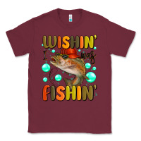Burgundy wishing i was fishing Classic Tee - MaliasSmallBusiness