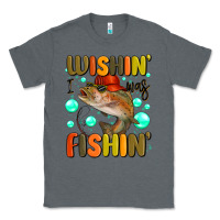 Charcoal Heather wishing i was fishing Classic Tee - MaliasSmallBusiness