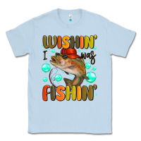 Dusty Blue wishing i was fishing Classic Tee - MaliasSmallBusiness