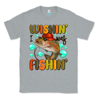 Heather Grey wishing i was fishing Classic Tee - MaliasSmallBusiness