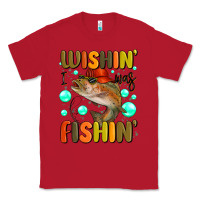 Red wishing i was fishing Classic Tee - MaliasSmallBusiness
