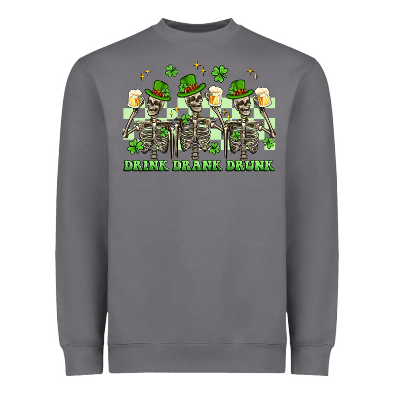 St. Patrick's Day Skeletons Drink Drank Drunk Heavyweight Sweatshirt by Artiststas | Teevron