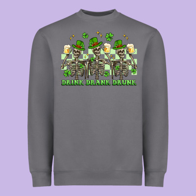 St. Patrick's Day Skeletons Drink Drank Drunk Heavyweight Sweatshirt Designed By Artiststas