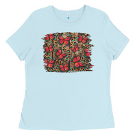 Baby Blue Easter Butterflies Background Ladies Tee - RanaPortraitStore