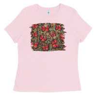 Bubblegum Pink Easter Butterflies Background Ladies Tee - RanaPortraitStore