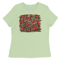 Matcha Easter Butterflies Background Ladies Tee - RanaPortraitStore