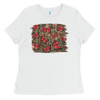 White Easter Butterflies Background Ladies Tee - RanaPortraitStore