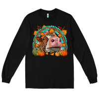 Black Fall Cow Rainbow Long Sleeve Tee - LillyAllenDesigns