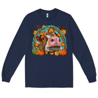 Navy Fall Cow Rainbow Long Sleeve Tee - LillyAllenDesigns