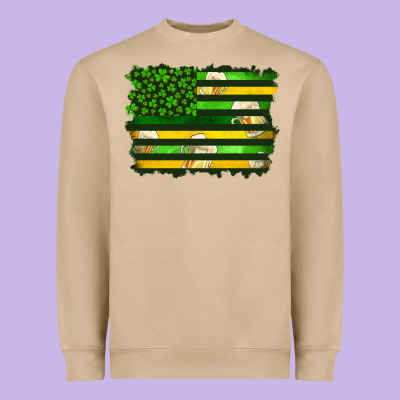 St Patrick's Day American Flag Heavyweight Sweatshirt Designed By Artiststas