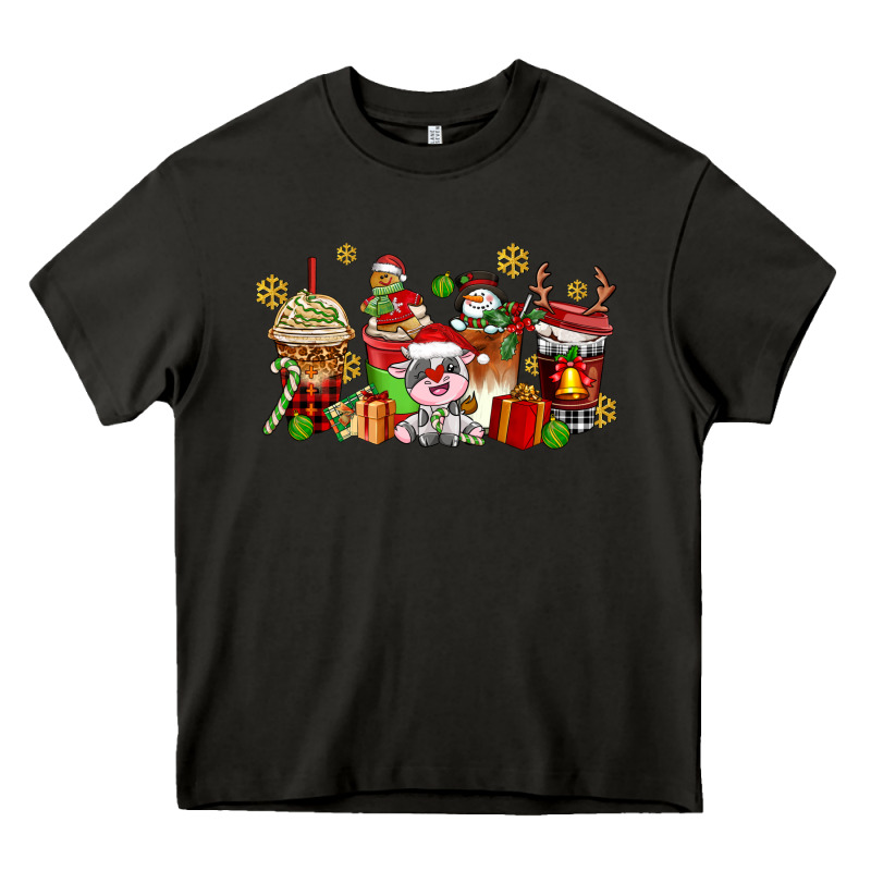 Christmas Cow Coffee Cups Heavy Core Tee by AdoDesignShop | Teevron