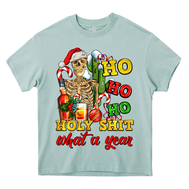 Christmas Ho Ho Ho Holy Shit What A Year Skeleton Heavy Core Tee by AdoDesignShop | Teevron