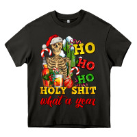 Asphalt Christmas ho ho ho holy shit what a year skeleton Heavy Core Tee - AdoDesignShop