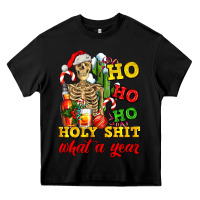Black Christmas ho ho ho holy shit what a year skeleton Heavy Core Tee - AdoDesignShop