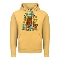Vintage Mustard moody cow Vintage Hoodie - NancyCooperArtShop