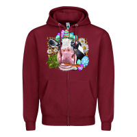 Burgundy Happy Easter Cow with eggs Easter Day Zipper Hoodie - HowdyJamesFarm